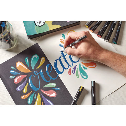 Creative Markers, Fine Brush Tip, Assorted Colors, 12/pack