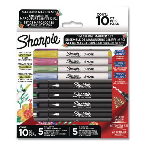 Creative Markers, Assorted Tips, Assorted Colors, 10/pack