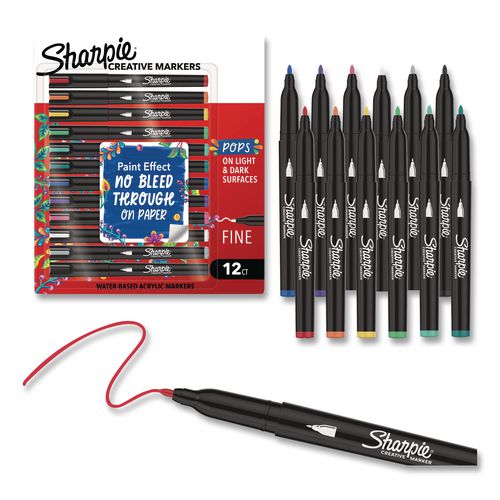 Creative Markers, Fine Bullet Tip, Assorted, 12/pack