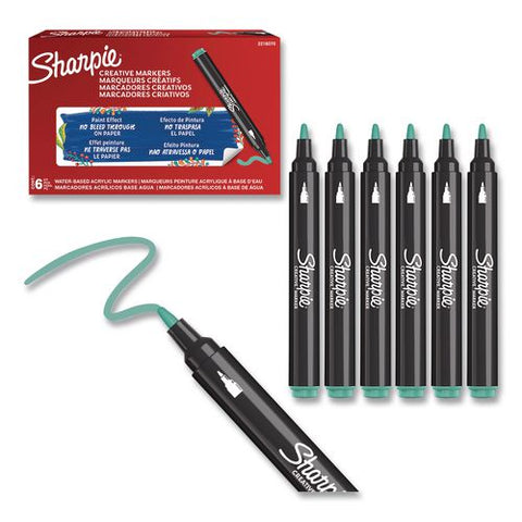 Creative Markers, Bullet Tip, Green, 6/pack