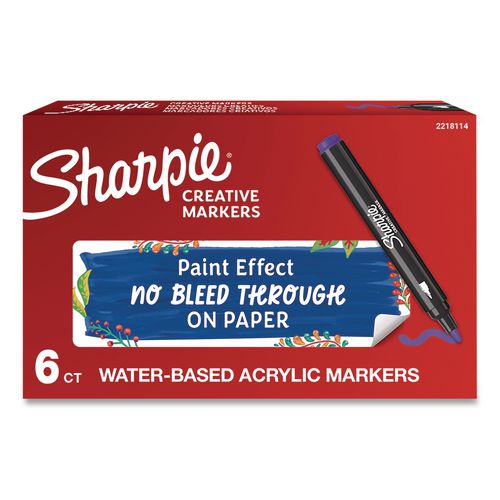 Water-based Paint Markers, Bullet Tip, Purple, 6/box