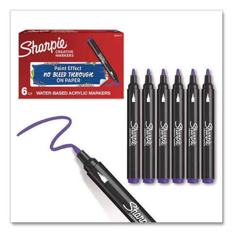 Water-based Paint Markers, Bullet Tip, Purple, 6/box