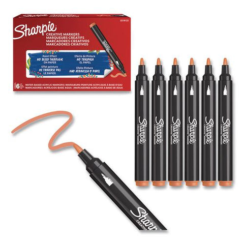 Water-based Paint Markers, Bullet Tip, Orange, 6/box