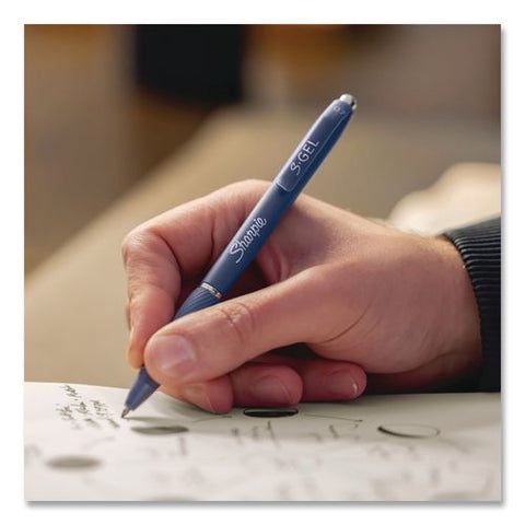 S-gel Gel Pen, Retractable, Medium 0.7 Mm, Black Ink, Gray Barrel, 4/pack