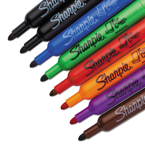 Flip Chart Marker, Broad Bullet Tip, Assorted Colors, 8/set