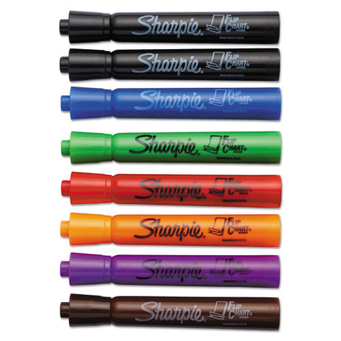 Flip Chart Marker, Broad Bullet Tip, Assorted Colors, 8/set