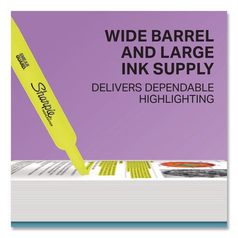 Tank Style Highlighters, Fluorescent Yellow Ink, Chisel Tip, Yellow Barrel, 2/pack