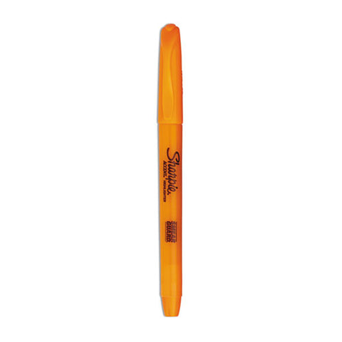 Pocket Style Highlighters, Fluorescent Orange Ink, Chisel Tip, Orange Barrel, Dozen