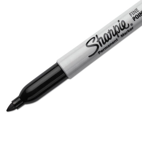 Fine Tip Permanent Marker, Fine Bullet Tip, Black, 5/pack