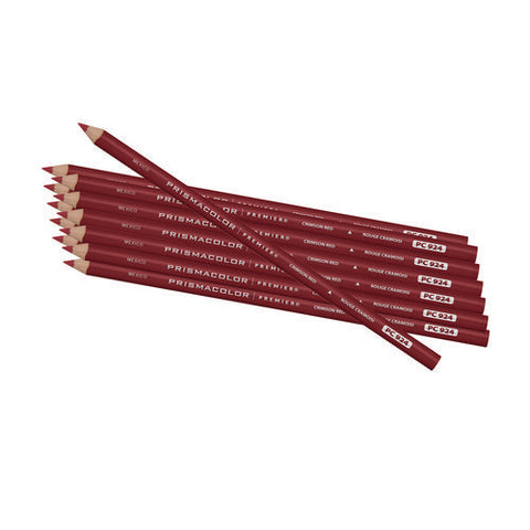 Premier Colored Pencil, Crimson Red Lead, Crimson Red Barrel, 12/pack