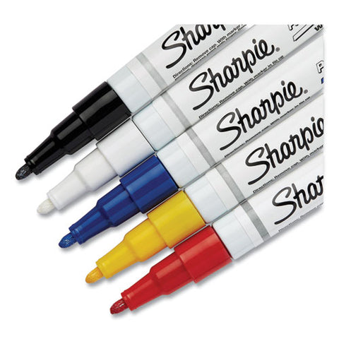 Permanent Paint Marker, Fine Bullet Tip, Assorted Colors, 5/pack