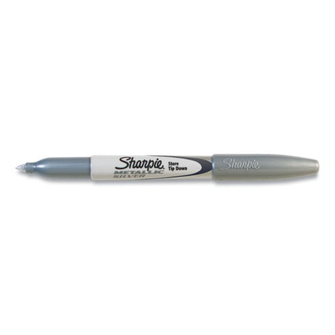 Metallic Fine Point Permanent Markers, Fine Bullet Tip, Metallic Silver, Dozen