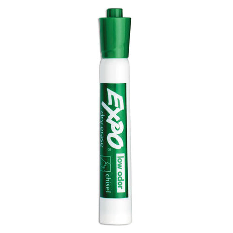 Low-odor Dry-erase Marker, Broad Chisel Tip, Green, Dozen