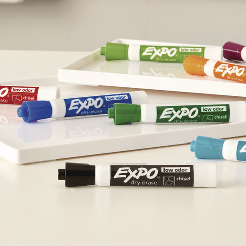 Low-odor Dry-erase Marker, Broad Chisel Tip, Assorted Colors, 12/box