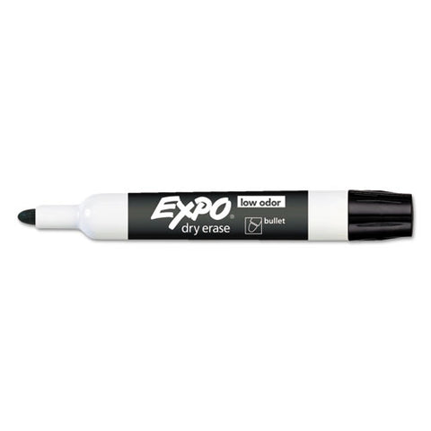 Low-odor Dry-erase Marker, Medium Bullet Tip, Black, Dozen