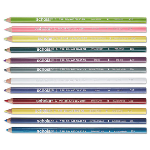 Scholar Colored Pencil Set, 3 Mm, 2b, Assorted Lead And Barrel Colors, Dozen