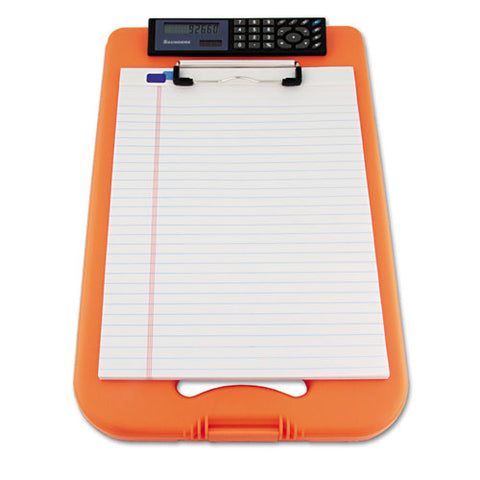 Deskmate Ii With Calculator, 0.5" Clip Capacity, Holds 8.5 X 11 Sheets, Hi-vis Orange