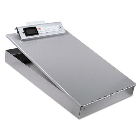 Redi-rite Aluminum Storage Clipboard With Calculator, 1" Clip Capacity, Holds 8.5 X 11 Sheets, Silver