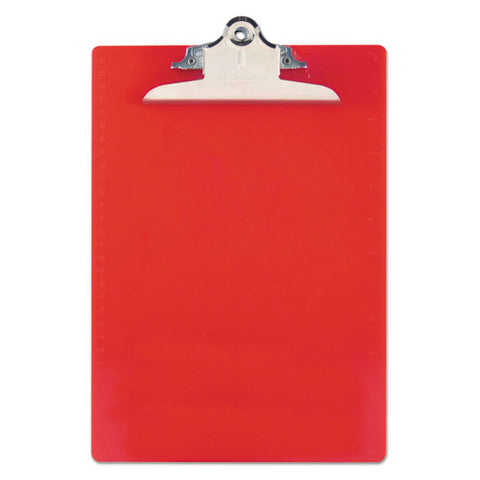 Recycled Plastic Clipboard With Ruler Edge, 1" Clip Capacity, Holds 8.5 X 11 Sheets, Red