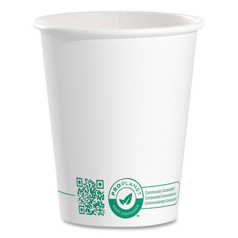 Compostable Paper Hot Cups, 10 Oz, White/green, 1,000/carton