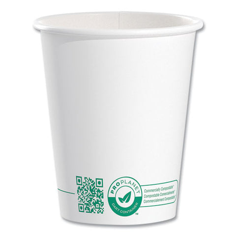 Compostable Paper Hot Cups, 10 Oz, White/green, 50/pack