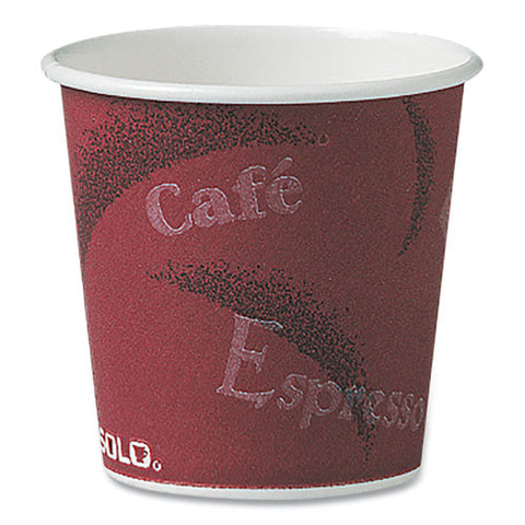 Single-sided Poly Paper Hot Cups, 4 Oz, Bistro Design, 50/pack, 20 Packs/carton