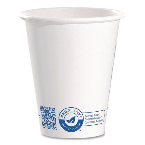Recycled Content Pcf Paper Hot Cups, Proplanet Seal, 8 Oz, White/blue, 1,000/carton