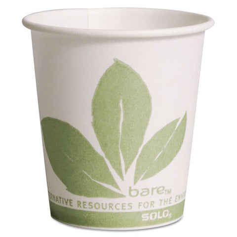 Bare Eco-forward Treated Paper Cold Cups, 3 Oz, White/green, 100/sleeve, 50 Sleeves/carton