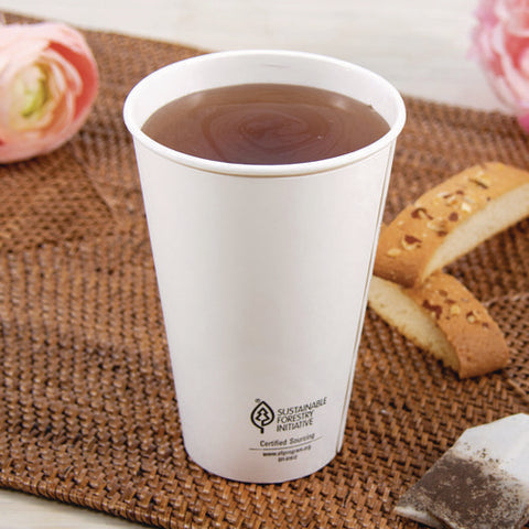 Thermoguard Insulated Paper Hot Cups, 16 Oz, White Sustainable Forest Design, 600/carton