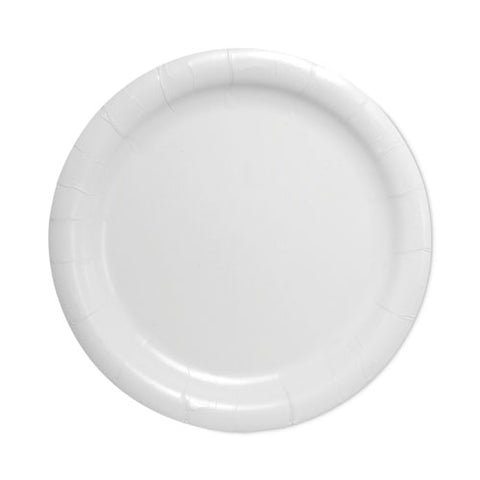 Bare Eco-forward Clay-coated Paper Dinnerware, Proplanet Seal, Plate, 9" Dia, White, 500/carton