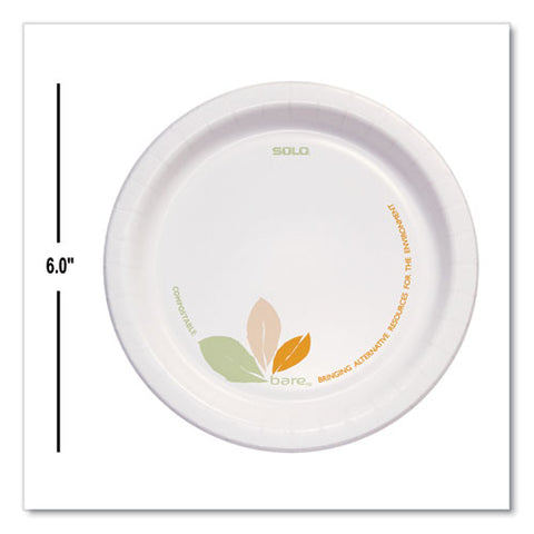 Bare Eco-forward Paper Dinnerware Perfect Pak, Proplanet Seal, Plate, 6" Dia, Green/tan, 125/pack, 4 Packs/carton