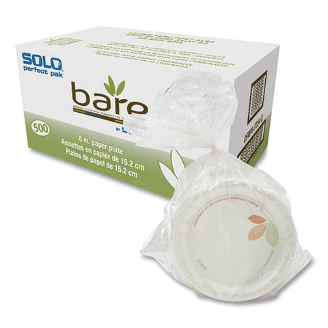 Bare Eco-forward Paper Dinnerware Perfect Pak, Proplanet Seal, Plate, 6" Dia, Green/tan, 125/pack, 4 Packs/carton