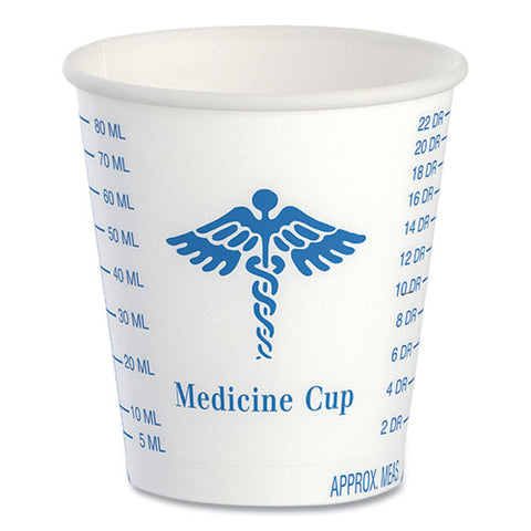 Paper Medical And Dental Graduated Cups, 3 Oz, White/blue, 100/bag, 50 Bags/carton