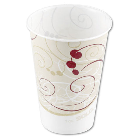 Symphony Design Wax-coated Paper Cold Cups, 7 Oz, Beige/white/red, 100/sleeve, 20 Sleeves/carton