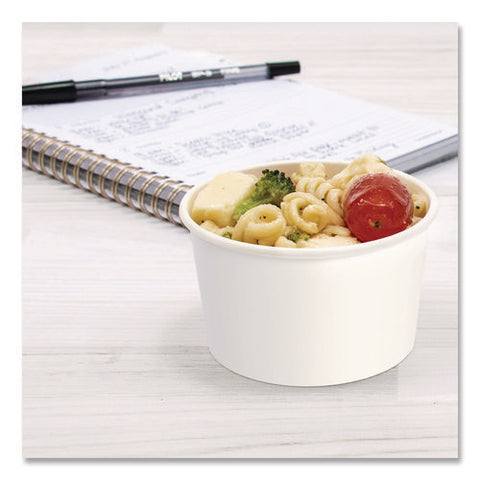 Double Poly Paper Food Containers, 5 Oz, 3.38" Diameter X 2.01"h, White, Paper, 1,000/carton
