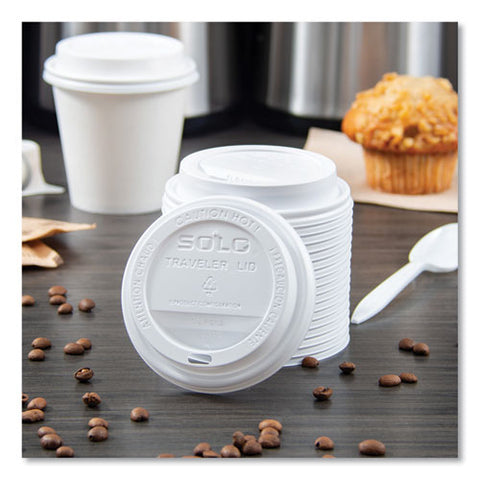 Traveler Cappuccino Style Dome Lid, Polystyrene, Fits 10 Oz To 24 Oz Hot Cups, White, 100/pack, 10 Packs/carton