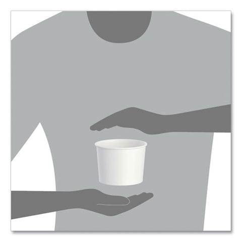 Double Poly Paper Food Container, Squat, 16 Oz, White, 25/pack, 20 Packs/carton