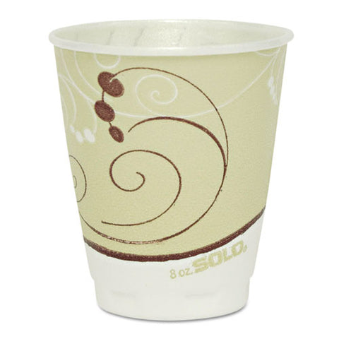 Trophy Plus Dual Temperature Insulated Cups In Symphony Design, 8 Oz, Beige, 1,000/carton