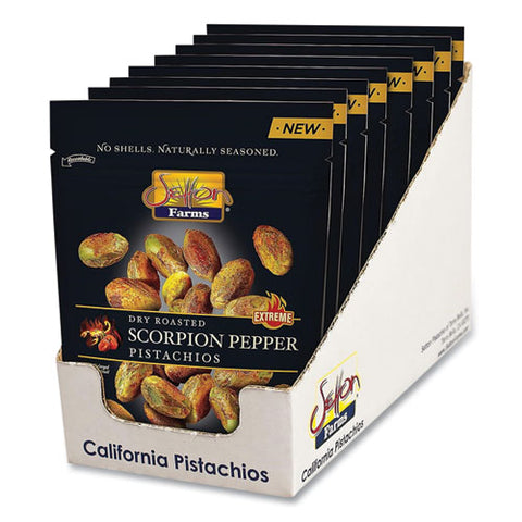 Scorpion Pepper Pistachios, 2.5 Oz Bag, 8/carton