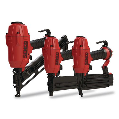 Three-tool Pneumatic Finish Combo Kit With Angled Finish Nailer, Brad Nailer And Stapler