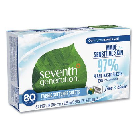 Natural Fabric Softener Sheets, Unscented, 80 Sheets/box