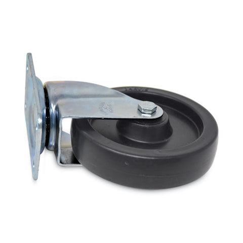 Replacement Plate Casters, Rigid Mount Plate, 5" Polypropylene Wheel, Black