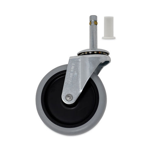 Replacement Bayonet-stem Swivel Casters, Push And Lock Stem (0.44" X 2"), 4" Soft Rubber Wheel, Black/gray/silver