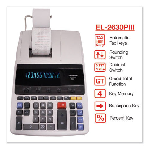 El2630piii Two-color Printing Calculator, Black/red Print, 4.8 Lines/sec