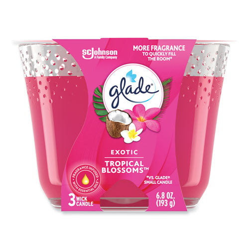 Exotic Tropical Blossoms Candle, 6.8 Oz Glass, 3/carton