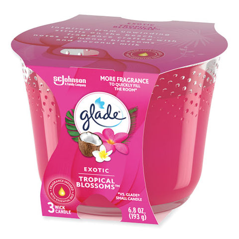 Exotic Tropical Blossoms Candle, 6.8 Oz Glass, 3/carton