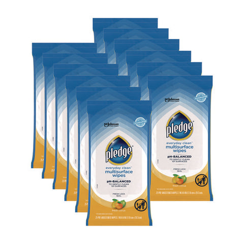 Multi-surface Cleaner Wet Wipes, Cloth, 7 X 10, Fresh Citrus, White, 25/pack, 12 Packs/carton