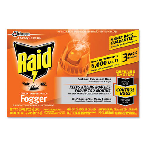 Concentrated Deep Reach Fogger, 1.5 Oz Aerosol Spray, 3/pack, 12 Packs/carton