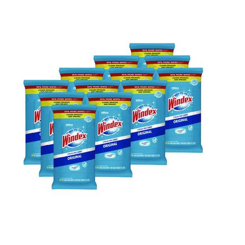 Glass And Surface Wet Wipe, Cloth, 7 X 8, Unscented, White, 38/pack, 12 Packs/carton