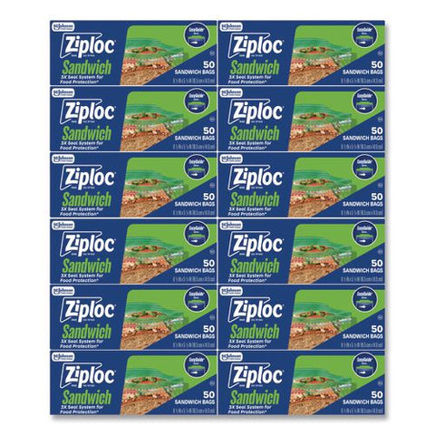 Resealable Sandwich Bags, 6.5" X 5.88", Clear, 40 Bags/box, 12 Boxes/carton